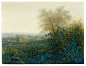 Фермийн байшин ба тариачны ландшафт, 1865 он (WC нь гуашь, үзэг, цаасан дээр бүдүүрсэн бал чулуун дээр сепиа өнгөтэй бэхээр дээшлүүлсэн) поли
